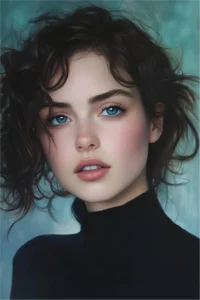 Azure Gaze: A Portrait of Untamed Beauty