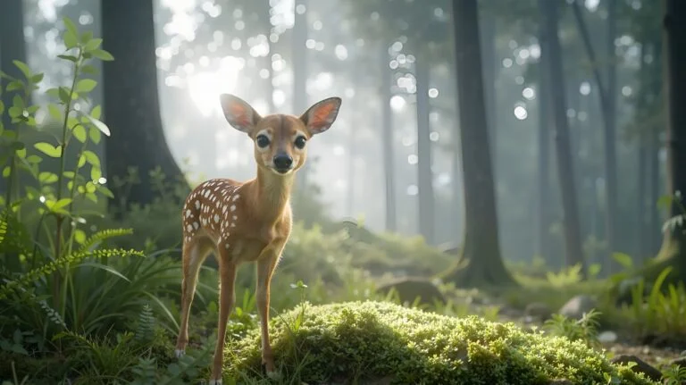 A Curious Baby Deer in the Forest