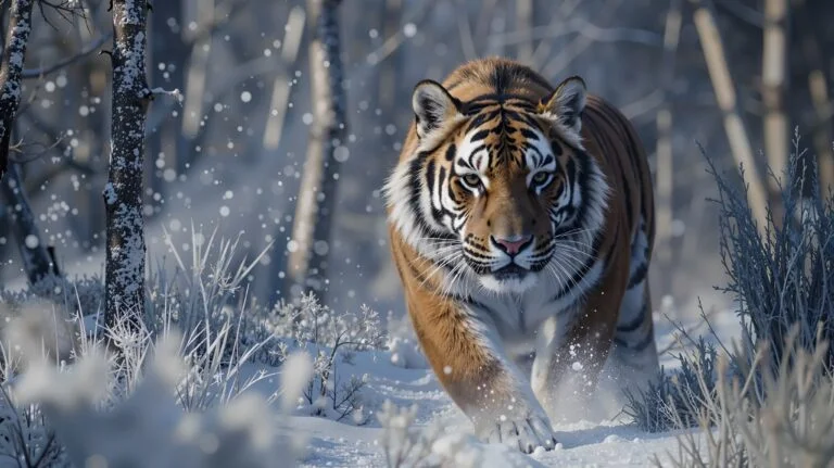 The Fierce Siberian Tiger in the Snow