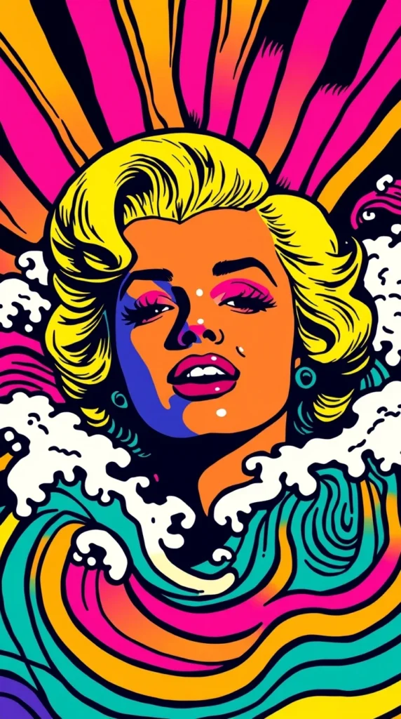 Marilyn Monroe in Multi-Colored Waves of Bliss by Keith Haring
