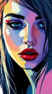Fractured Portrait with Intense Shadows and Neon Lighting