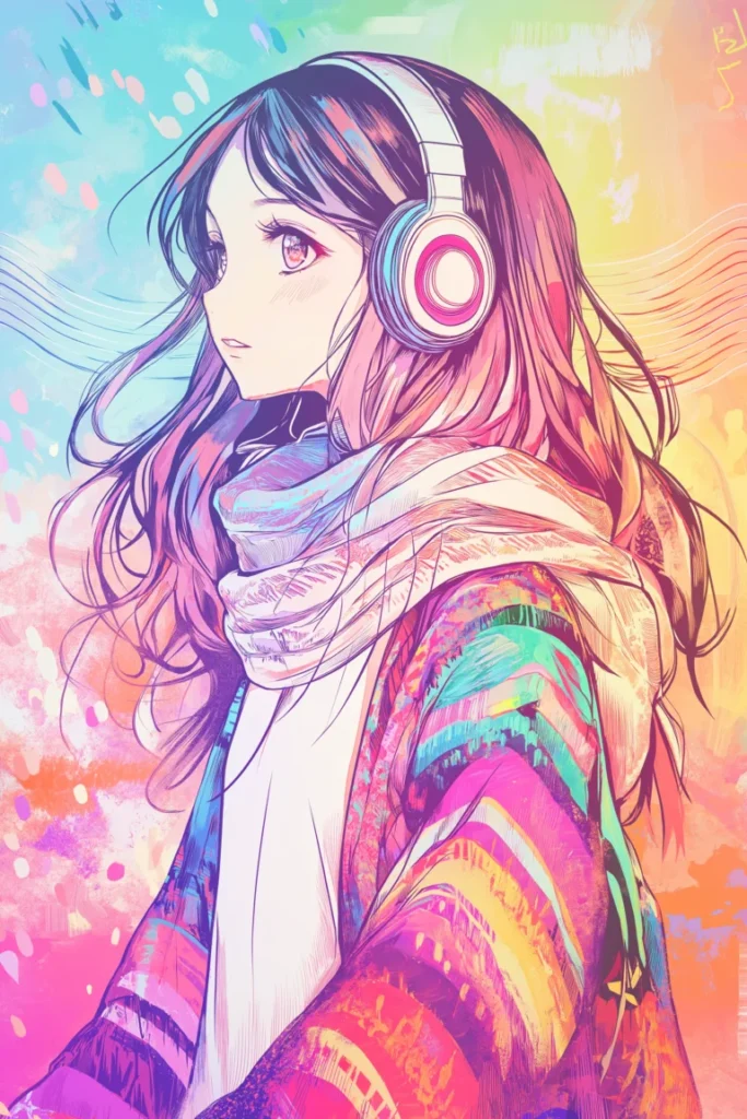 A Girl Immersed in Music