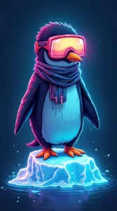 Cyberpunk Penguin with Glowing Visor