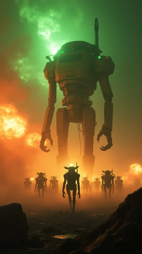 Alien Battlefield with Plasma Explosions