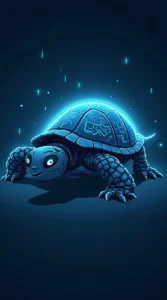 Cybernetic Turtle with a Glowing Shell