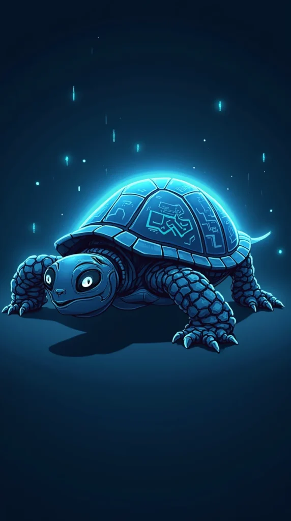 Cybernetic Turtle with a Glowing Shell
