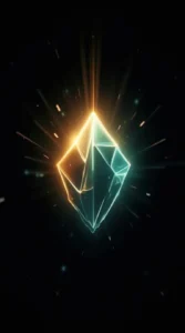 Radiant Crystal Icon with Shifting Light Beams