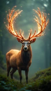 Mythical Deer with Swirling Antlers