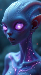 Alien Humanoid with Swirling Crystal Veins