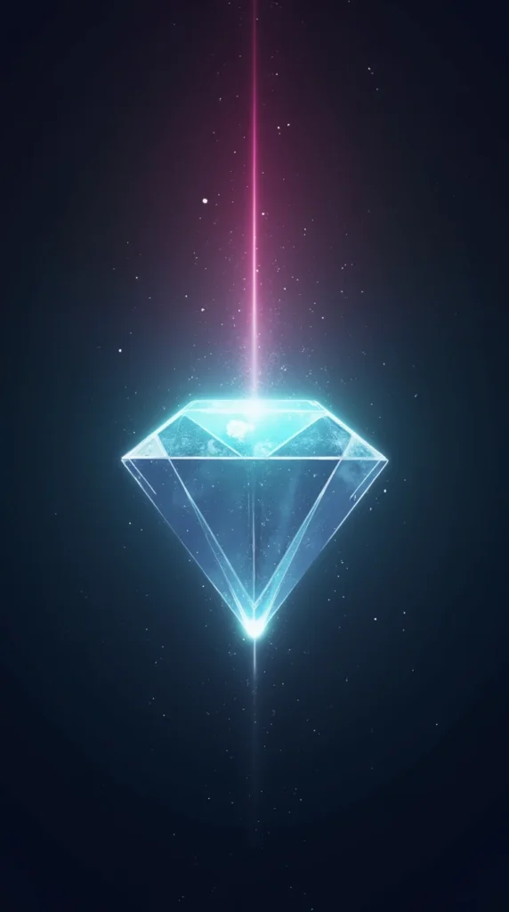Floating Diamond with Radiating Light Beams