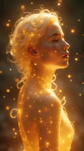 Celestial Being with Swirling Golden Auras