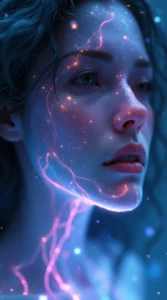 Ethereal Woman with Swirling Nebula Veins