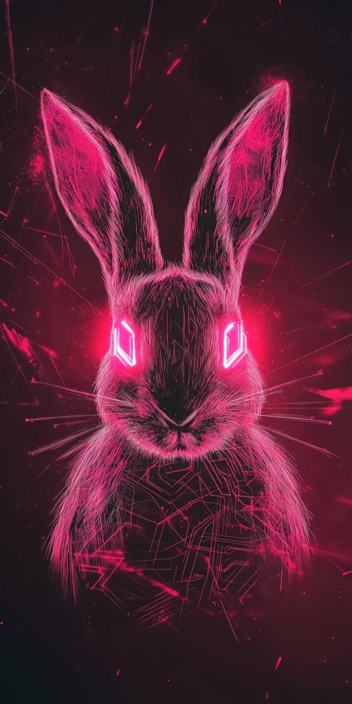 Cyber Bunny with Glowing Ears and Holographic Circuit Fur